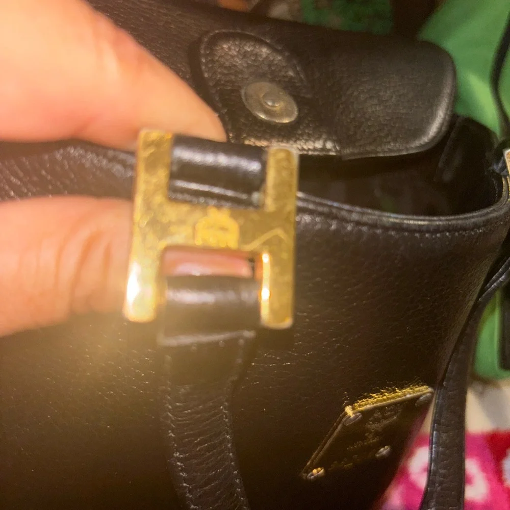 Elegant MCM Mini Black Leather Tote Handbag